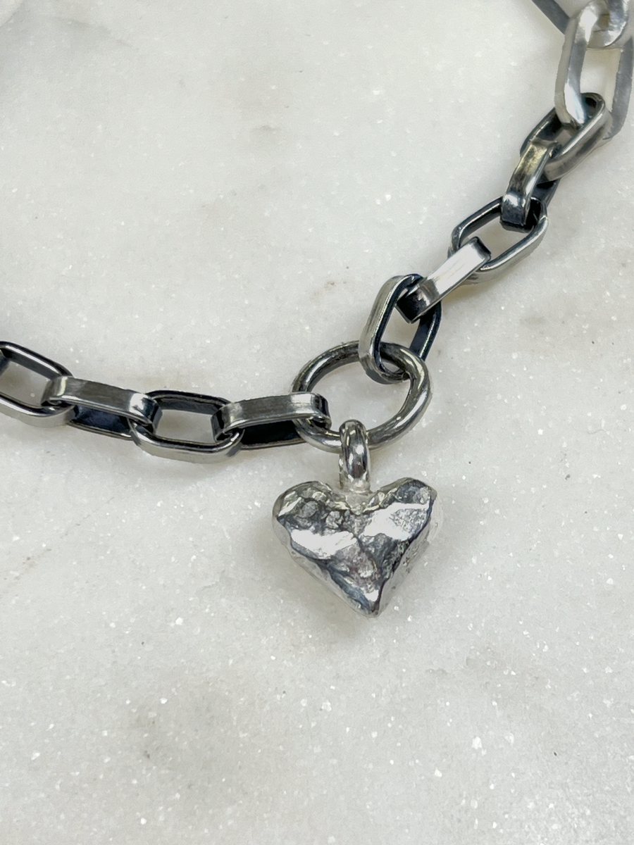 SONJA FRIES | Sterling Silver Mixed Chain Heart Bracelet