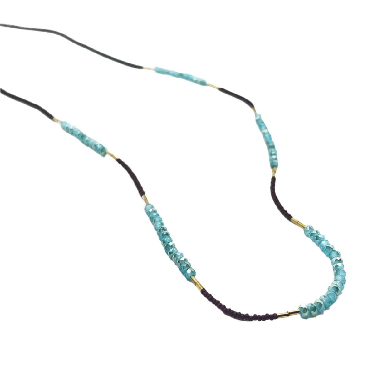 DEBBIE FISHER | Brown Seed with Blue Mystic Quartz and Gold Vermeil Necklace