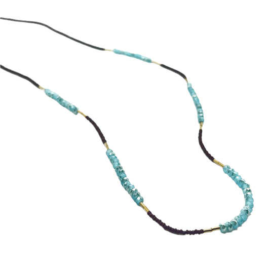 DEBBIE FISHER | Brown Seed with Blue Mystic Quartz and Gold Vermeil Necklace