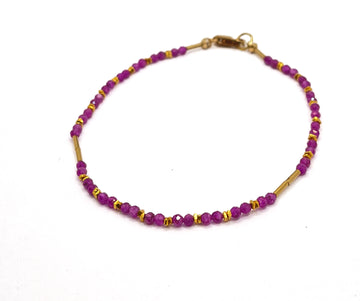 Ruby & Gold Vermeil Bracelet w/ Gold Fill Beads
