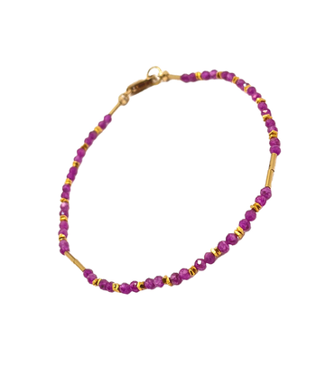 DEBBIE FISHER | Ruby & Gold Vermeil Bracelet w/ Gold Fill Beads