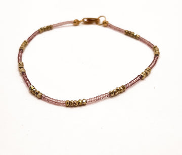 Seed Beads w/ Gold Pyrite & Gold Fill Clasp Bracelet