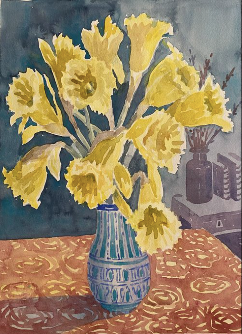 Early Daffodils, Framed by Susan Greenstein