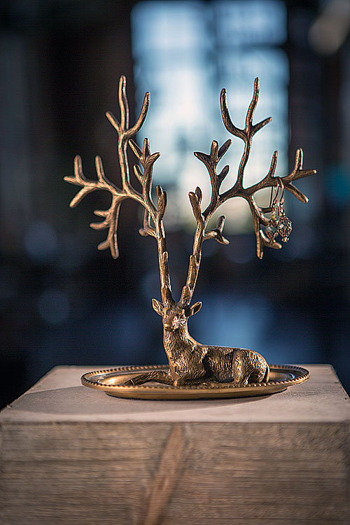 Antique Brass Deer Jewelry Holder