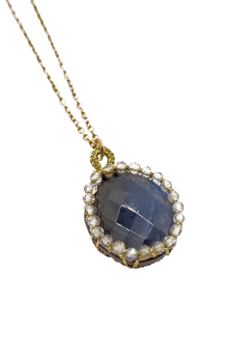 DANIELLE WELMOND | Caged Orbit Labradorite With Gold Cord & Tiny Labradorite Orbit Necklace