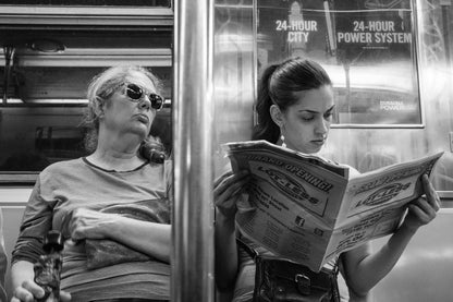 Two Women on F Train for "Interpretations" by Janet Pedersen