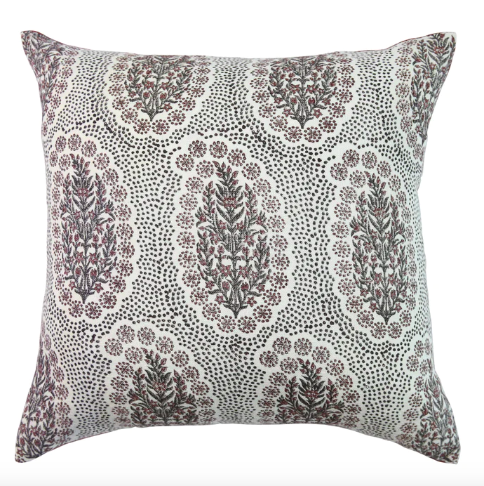 Winfleur Ruby Block Print Pillow | 22" x 22"