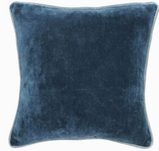 Andover Velvet Pillow - Steel Blue | 18" x 18"