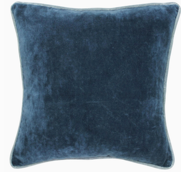 Andover Velvet Pillow - Steel Blue