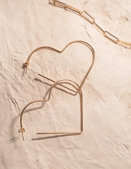 Gold-Filled Heart Hoops