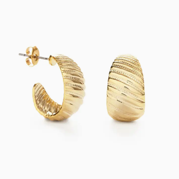 Vintage Beaded Shell Hoop Earrings