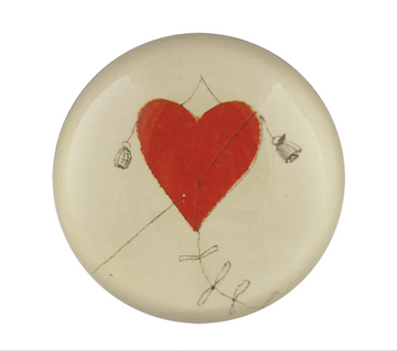 John Derian | Red Heart Kite Dome Paperweight