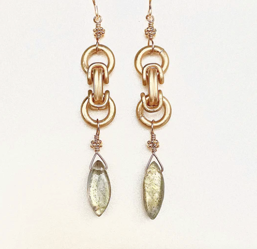 ROBIN HALEY | 14K Gold Plated Chain & Labradorite Earring