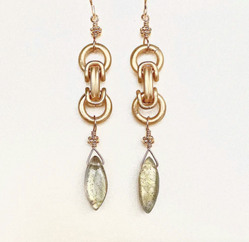 ROBIN HALEY | 14KY GOLD PLATED CHAIN AND LABRADORITE EARRING