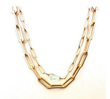 ROBIN HALEY | Paperclip chain necklace with Green Amethyst