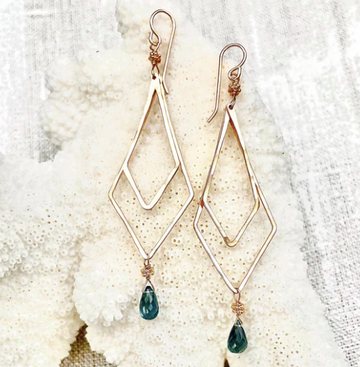 ROBIN HALEY | Geometric layered earrings w/ London Blue Topaz