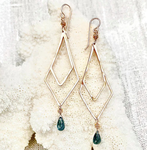 ROBIN HALEY | Geometric Layered Earrings w/ London Blue Topaz