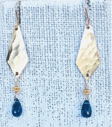 ROBIN HALEY | HAMMERED EARRING WITH LONDON BLUE TOPAZ