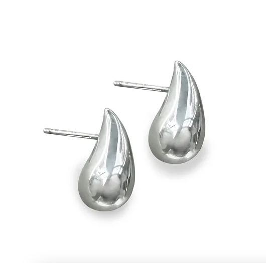 SUNLIT FINE JEWELRY | Silver Big Drop Stud Earrings