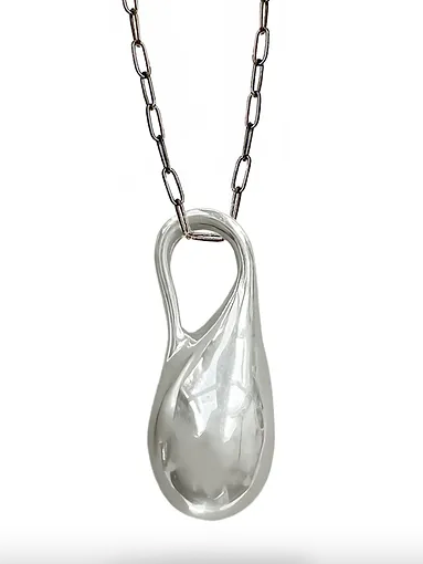 SUNLIT FINE JEWELRY | Silver Big Drop Pendant Necklace