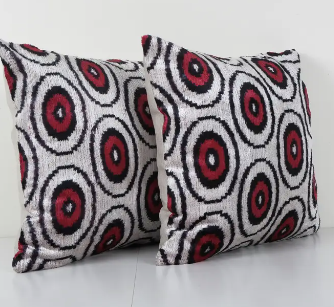 Square Silk Ikat Velvet Cushion Cover