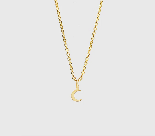 SELAH VIE FINE JEWELRY | Small Gold Moon Necklace