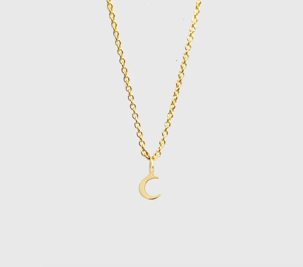 Selah Vie Fine Jewelry | Small Gold Moon Necklace