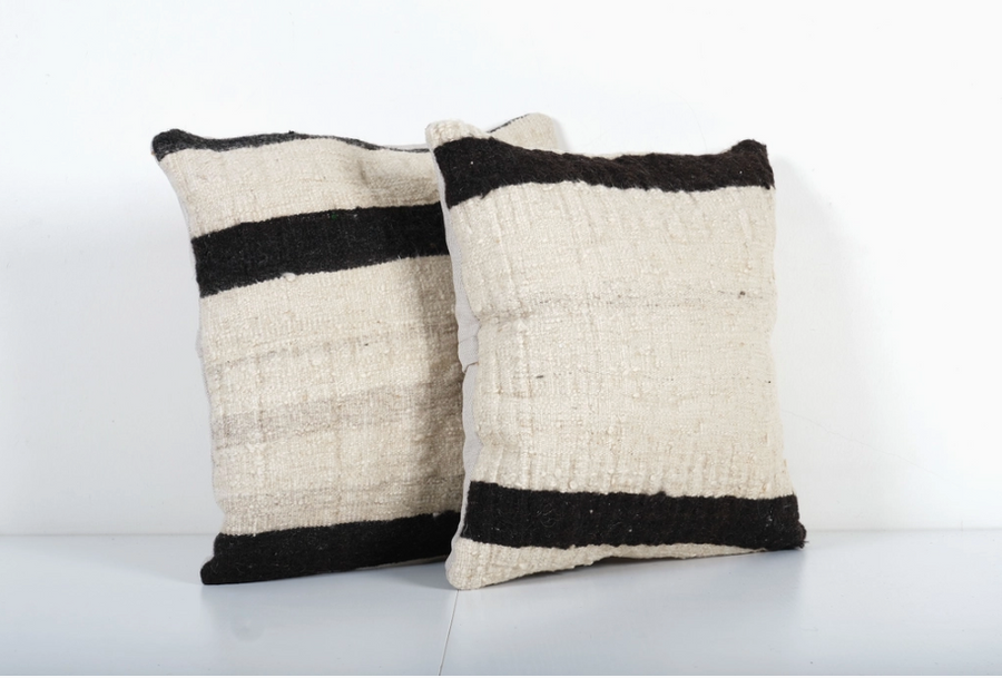 Neutral Hemp Turkish Kilim Pillow Cover – Handmade Organic