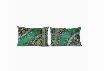 Green Velvet Cushion Cover, Designer Lumbar