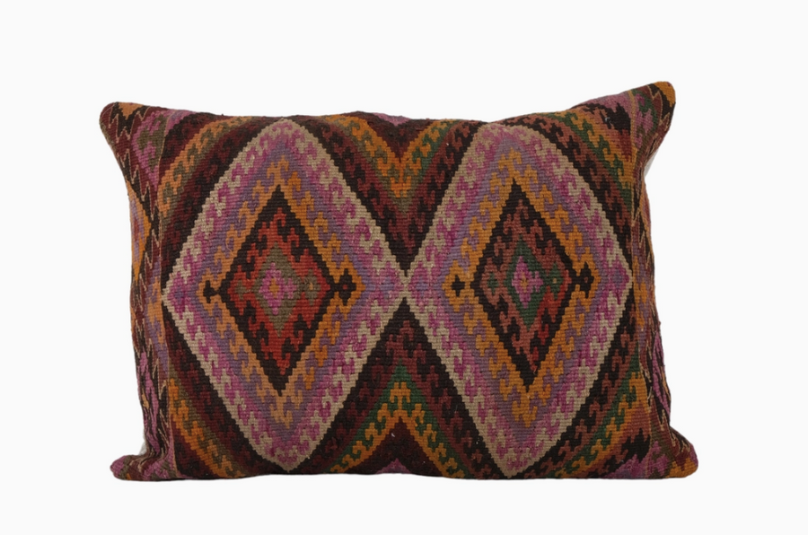 Brown Pillow Case Made from An Anatolian Vintage Turkish