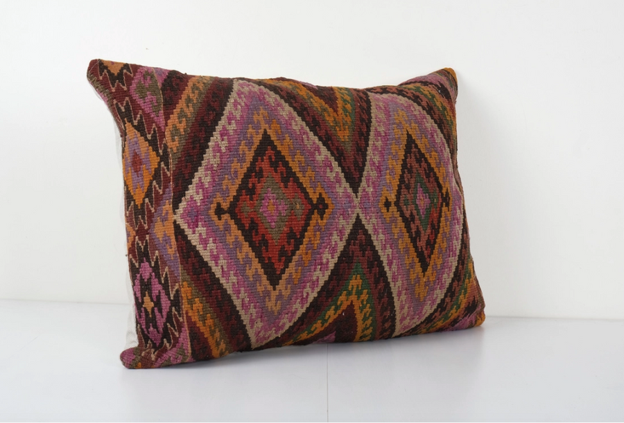 Brown Pillow Case Made from An Anatolian Vintage Turkish