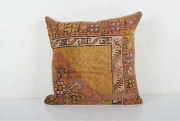 Burnt Orange Carpet Rug Pillow, Burnt Orange Ethnic Turkish