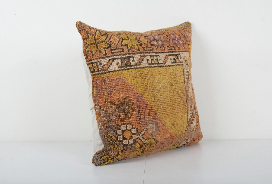 Burnt Orange Carpet Rug Pillow, Burnt Orange Ethnic Turkish