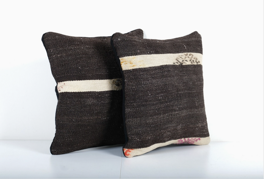 Kilim Pillow Case Made from A Vintage Anatolian Handwoven