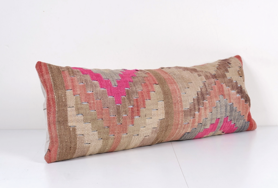 Long Striped Turkish Bedding Kilim Pillow Cover, Turkish Rug