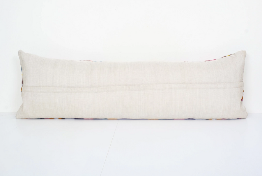 Silk Ikat Velvet Pillow, Extra Long Silk Ikat Lumbar Cushion