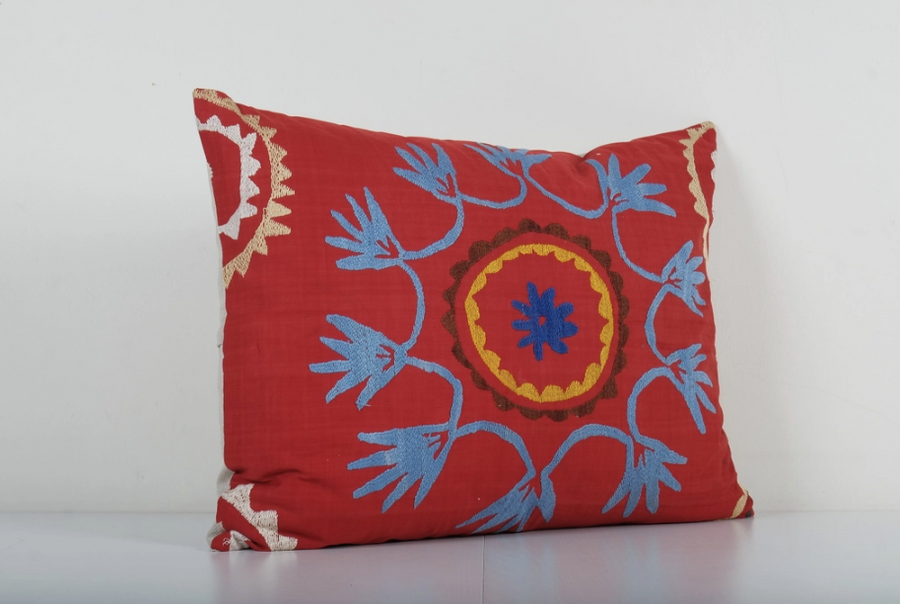 Suzani Pillow Cover - Handmade Embroidered Textile