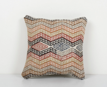 Vintage Jajim Kilim Pillow, Tribal Vintage Kilim Cushion