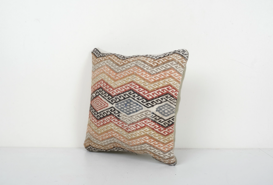 Vintage Jajim Kilim Pillow, Tribal Vintage Kilim Cushion