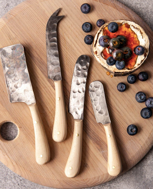 Farmhouse Pottery | Artisan Forged Cheese Knives - Beech