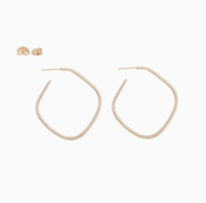 COLLEEN MAUER | Gold Square Hoop Earrings (Size Small)