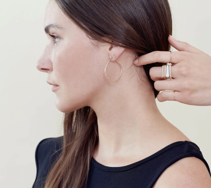 COLLEEN MAUER | Gold Square Hoop Earrings (Size Small)