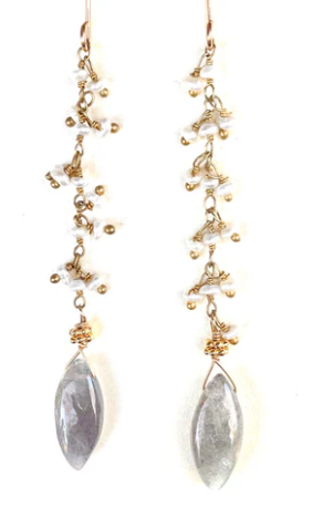 Robin Haley | Pearl and Labradorite Drop Earrings