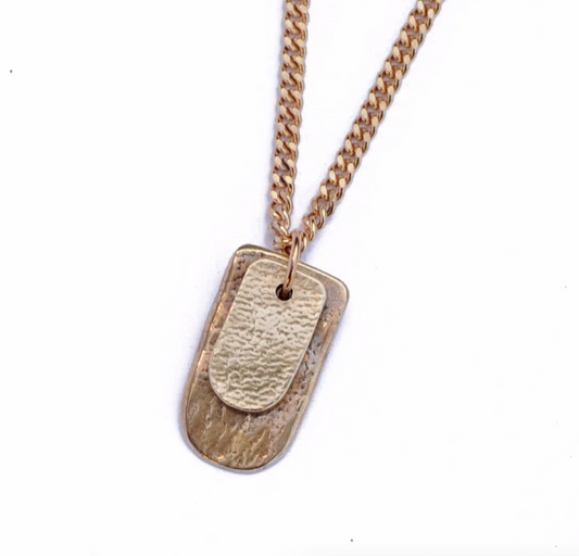 WATER SAND STONE | DOUBLE TAG NECKLACE