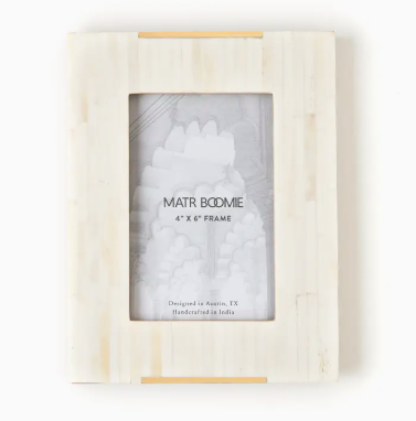 Matr Boomie | Mukhendu 4x6 Picture Frame - Carved Bone w/ Brass Accent