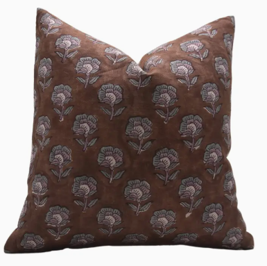 Decorative Pure Linen Block Print Pillow | Rohini
