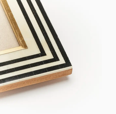 Matr Boomie | Rajiva Carved Bone Black and Cream 4x6 Picture Frame