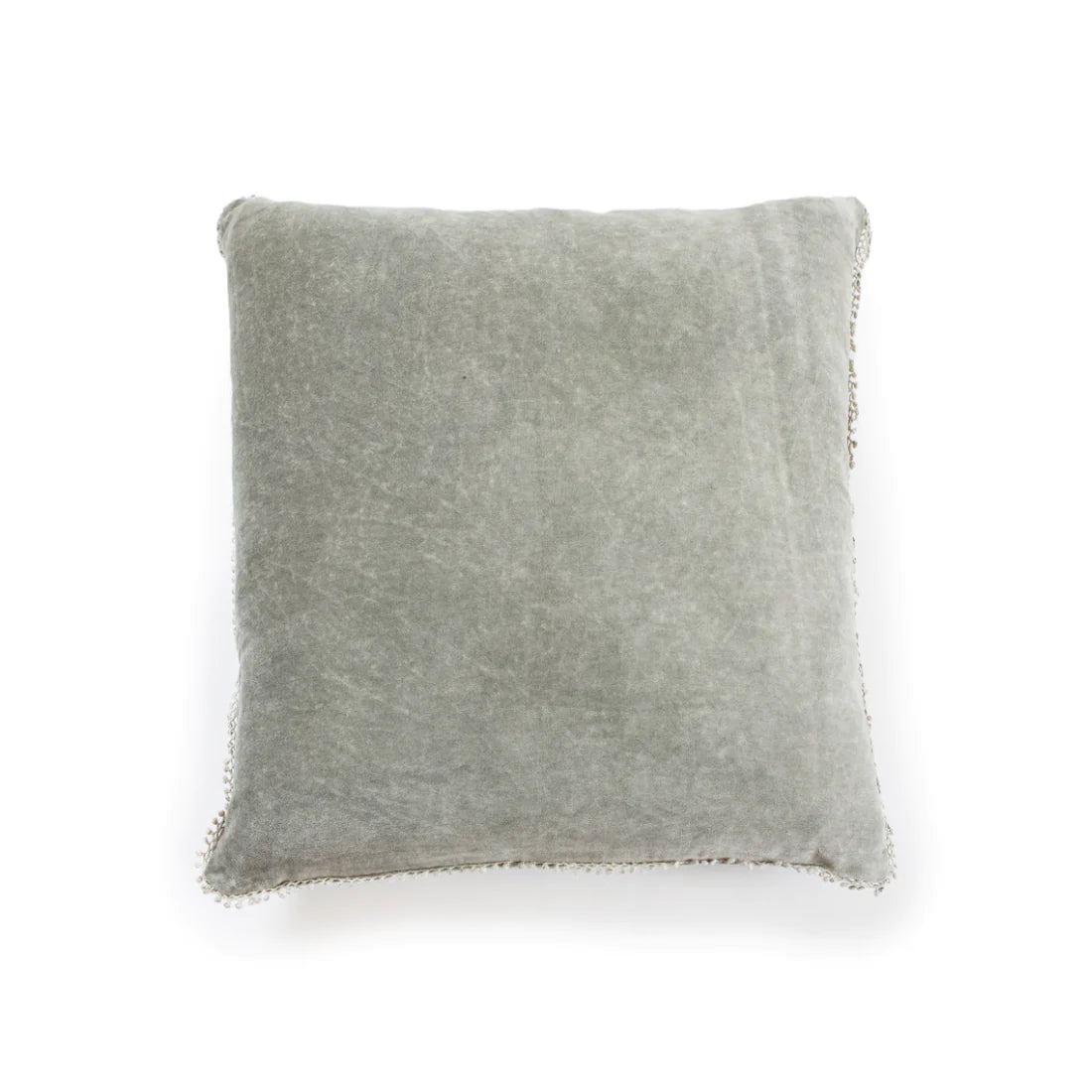 Velvet Pillow with Pom Pom Trim - Elephant