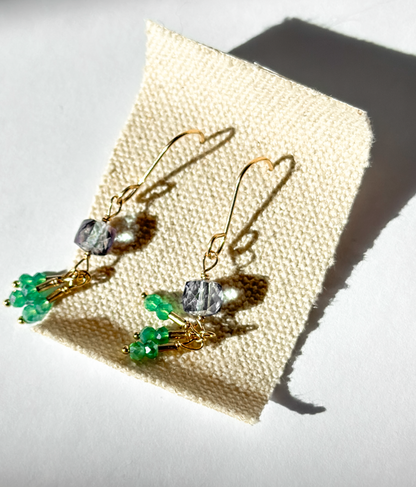 DEBBIE FISHER | Earrings of Mystic Quartz, Green Onyx, and Gold Fill Beads