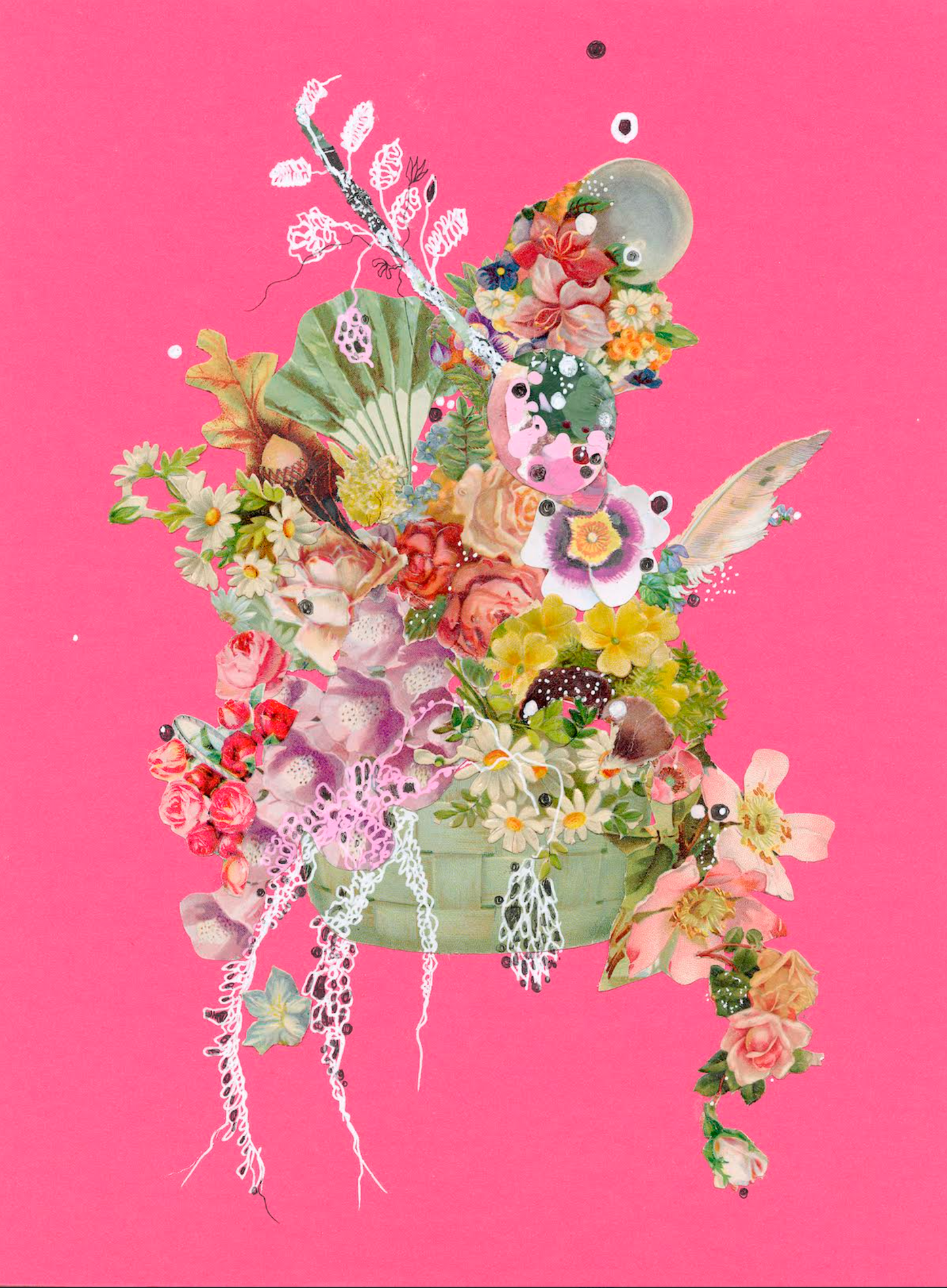 Pink Homage to the Art of Flower Arranging on the Moon by Jenny Brown